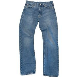 Levi's 501 Button Fly Jeans W32 L32 Straight Fit Blue Denim Western